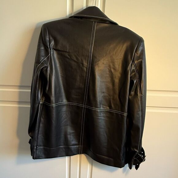 NWT WeWoreWhat Vegan Leather Western Jacket. In black with white stitching.  Siz - Picture 13 of 15